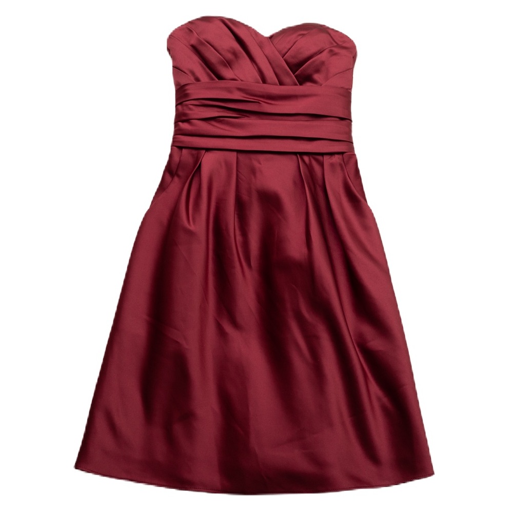 Bill Levkoff Short Satin Bridesmaid Dress | Euro Red | size 0 | With Pockets